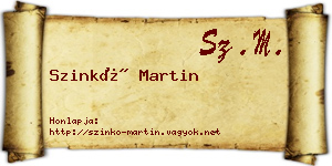 Szinkó Martin névjegykártya